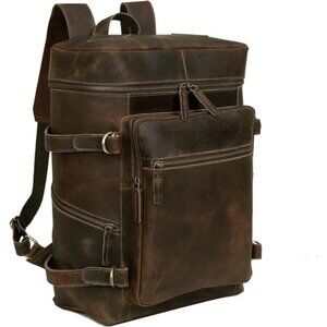 Leather Backpack Genuine Laptop Rucksack For Men Women Genuine Large